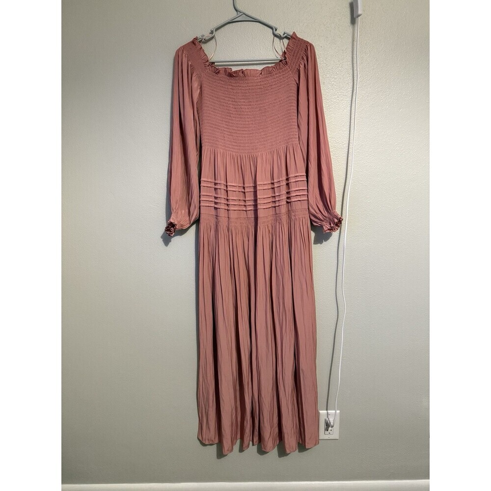 Ramy Brook NWT Anita Smocked Ruffle Midi Dress in Pink Size S Barbie Cottagecore - Picture 3 of 12